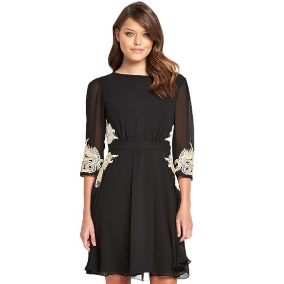 ted baker black embroidered dress